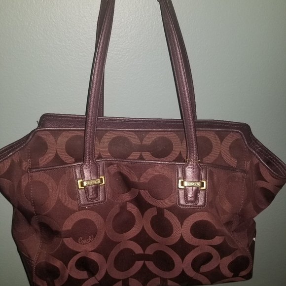 ** Sold Coach Signature Jacquard Satchel - Picture 6 of 9